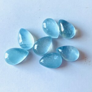 Cabochon di acquamarina naturale di qualità AAA + / Cabochon per la produzione di gioielli / Cabochon lisci a forma di pera / Cabochon curativi / Aqua Cabs