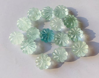 Intaglio di melone in acquamarina naturale, cabochon di cristallo fatto a mano (11-12 mm)