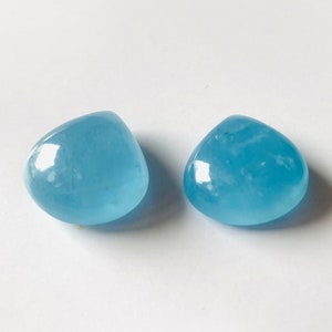 Cabochon coppia acquamarina naturale, 21x21 MM, peso 67 carati, cabochon a forma di pera liscia, cabochon posteriore piatto, orecchini coppia cabine, regalala