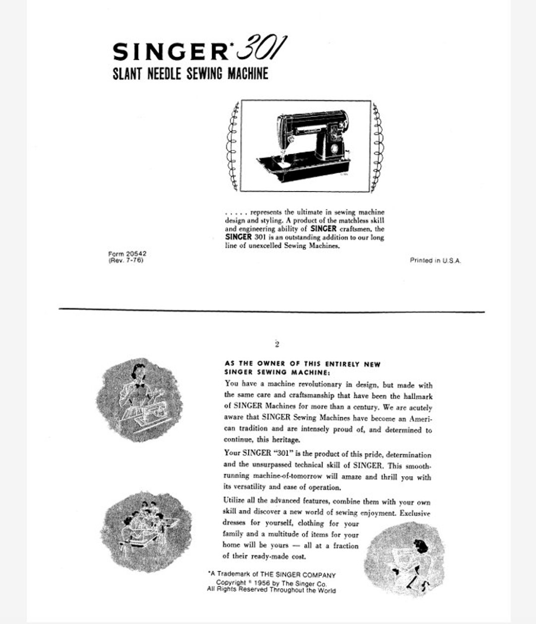 SINGER Model 301, 301A Slant Needle Machine, Digital
