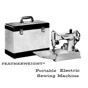 SINGER Vintage Featherweight 221K Model, Digital Download, Sewing Machine Instruction Manual including Exploded Parts View PDF Download