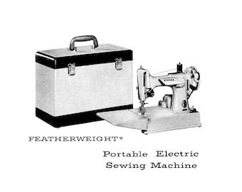 SINGER Vintage Featherweight 221K Model, Digital Download, Sewing Machine Instruction Manual including Exploded Parts View PDF Download