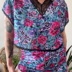 80s Floral Sleep Set size large