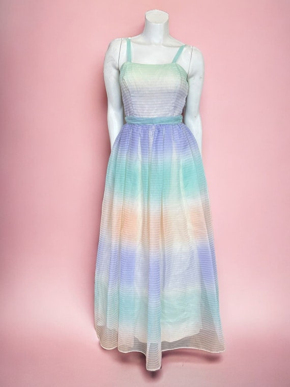 70's Pastel Rainbow Ombr Prom Homecoming Formal Dress - Etsy