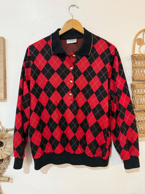 80s Argyle Collared Sweater - image 2