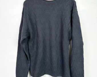 Vintage 90's Chunky Knit Grey Chevron Pullover Men's Large