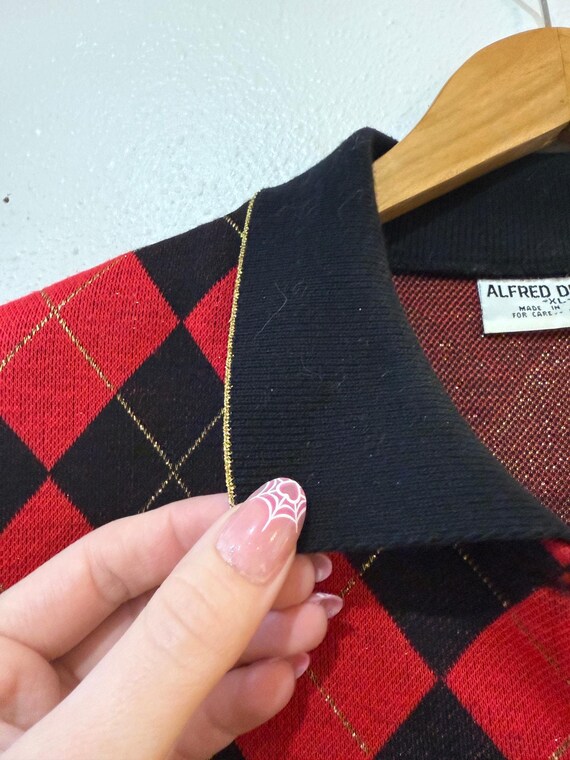 80s Argyle Collared Sweater - image 6