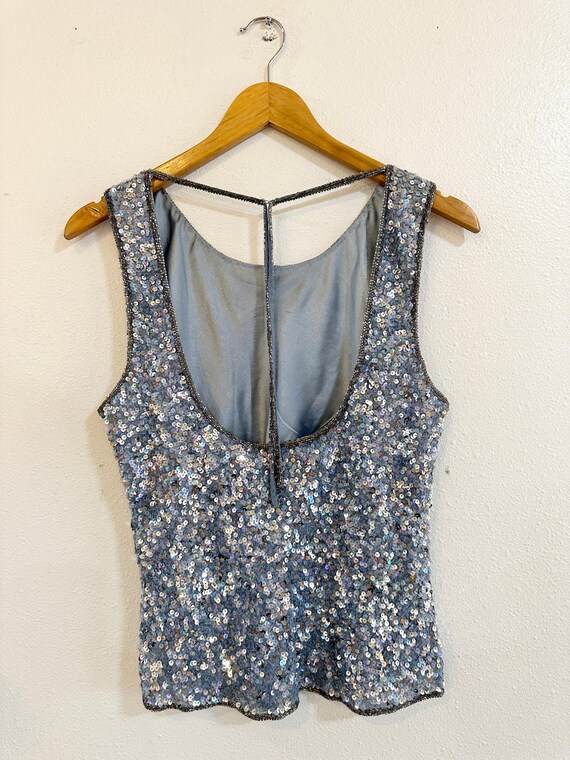 Vintage 90's Scala Sequin & Beaded Open Back Top - image 2