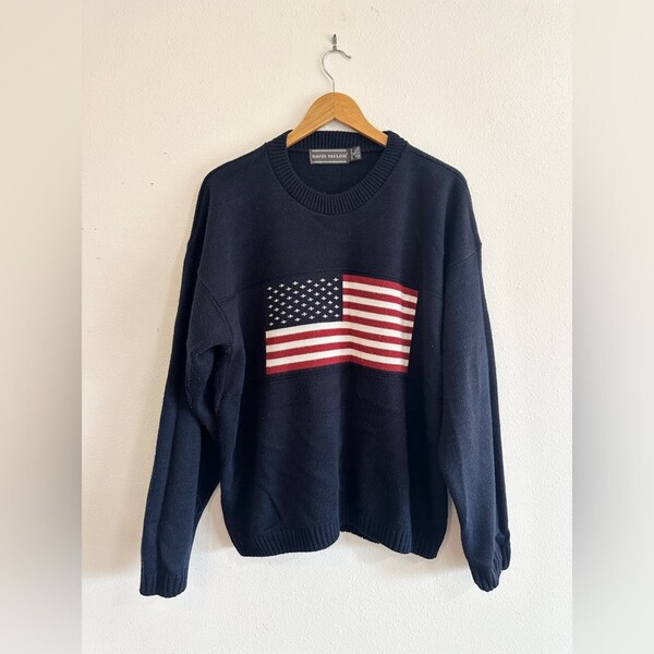 Vintage 90’s American Flag Pullover Sweater XL