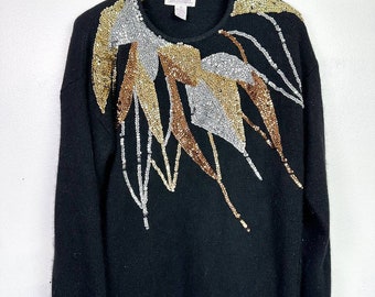 Vintage 80's Sequin Angora Blend Sweater size Medium