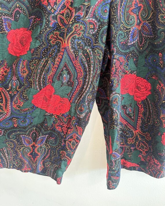 Vintage 80's Paisley Rose Wide Leg Culottes size … - image 7