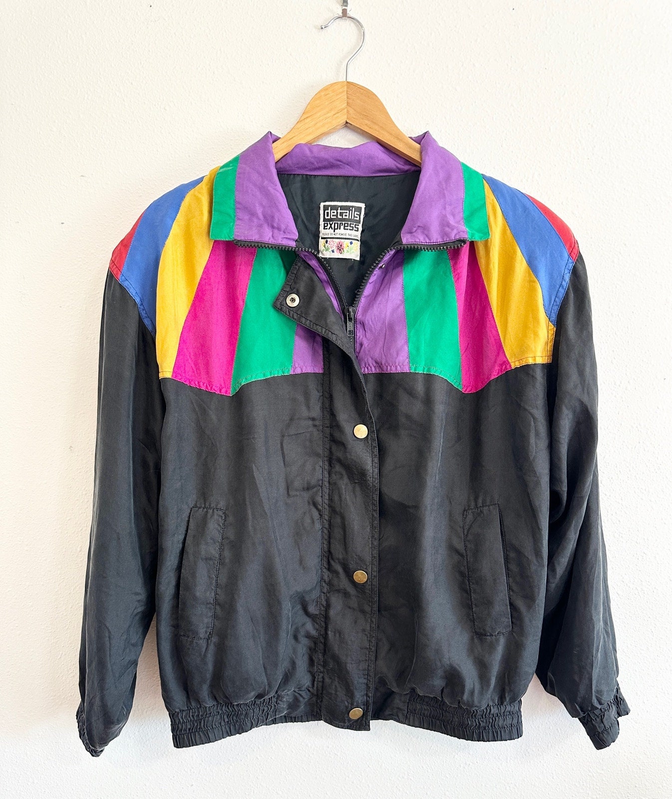 90s Rainbow Shoulder Silk Bomber Jacket - Etsy 90s Rainbow Shoulder Silk Bomber Jacket - Etsy