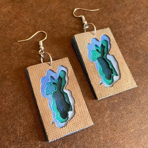 Oorbellen met topografische kaart Lake Tahoe