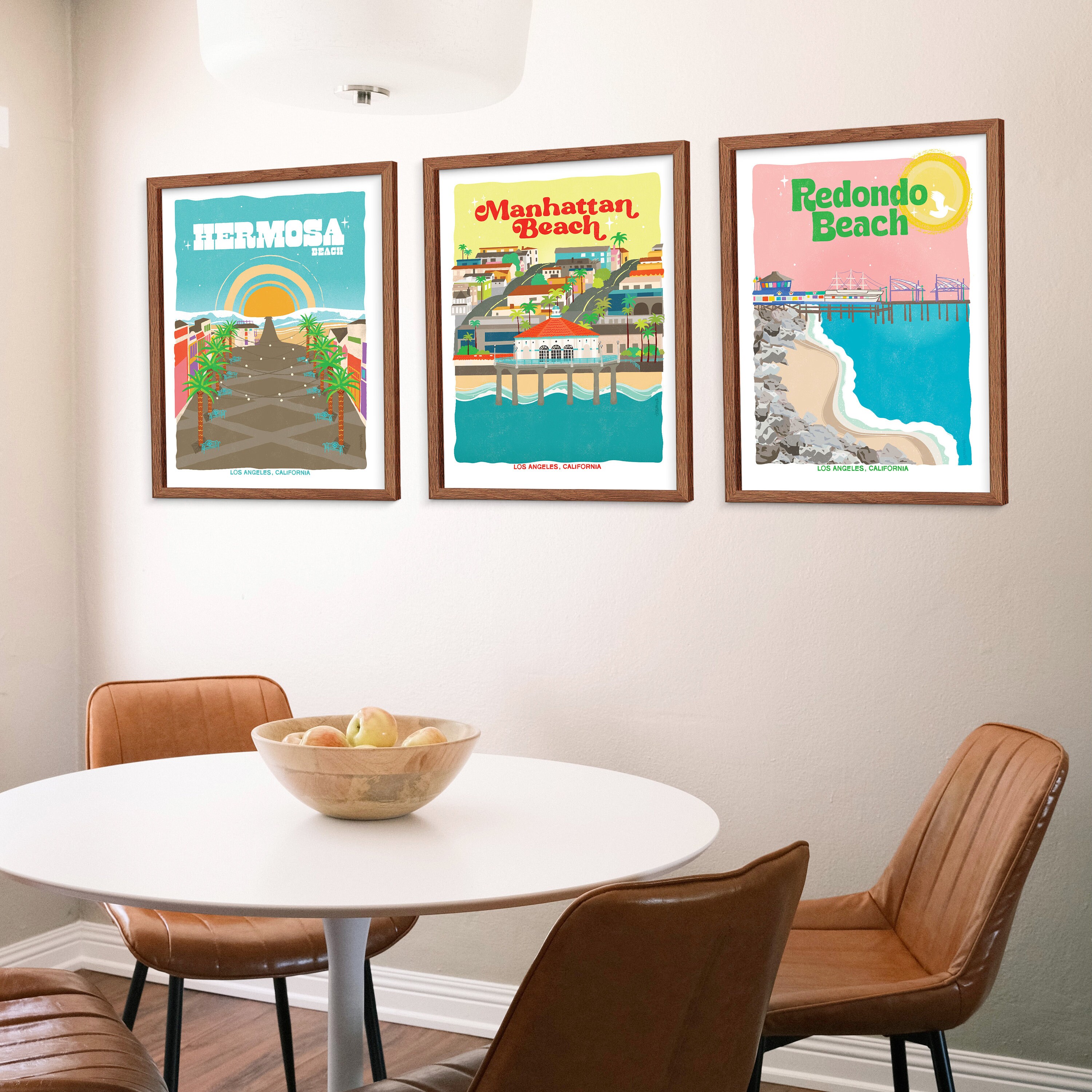 Hermosa Beach Retro Travel Poster | California Vintage Wall Art Print ...