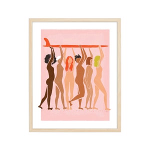 Women Who Surf Art Print: Lady Sliders Illustration