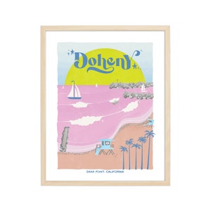 Doheny Retro Travel Poster | California Vintage Wall Art Print, Beach Surfing Dana Point