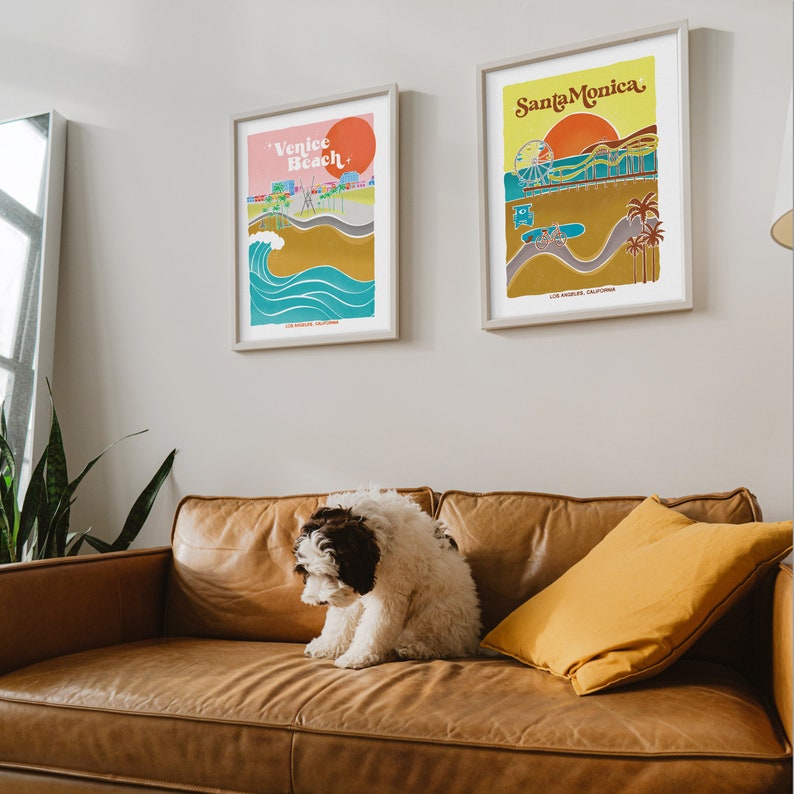 Venice Beach Retro Travel Poster | California Vintage Wall Art Print ...