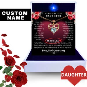 To My Daughter Necklace, Father & Daughter, Mother and Daughter Necklace, Gift for Daughter From Dad/Mom, Forever Love, Infinity Heart