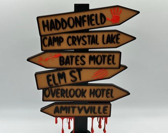 Horror Movie Destinations Road Sign Standing Decoration 3d Printed