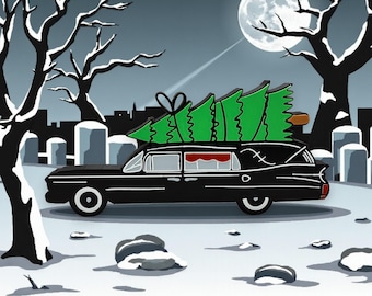 Hearse with Christmas Tree Decoration 3d Printed