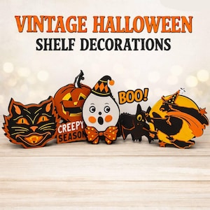 Vintage Styled Halloween Shelf Decorations 3d Printed