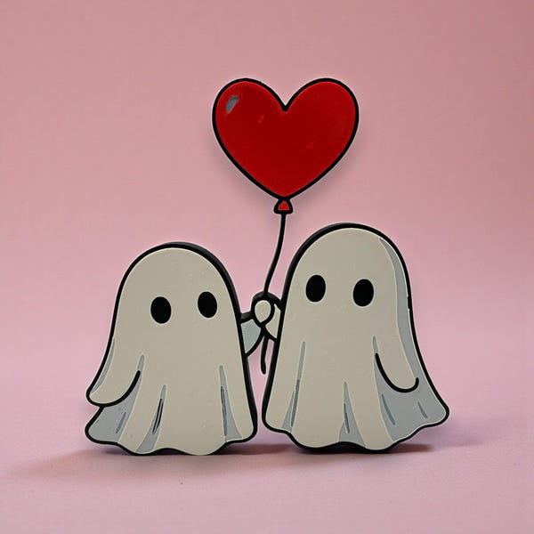 Ghost Pair Holding a Heart Balloon Decoration 3D Printed