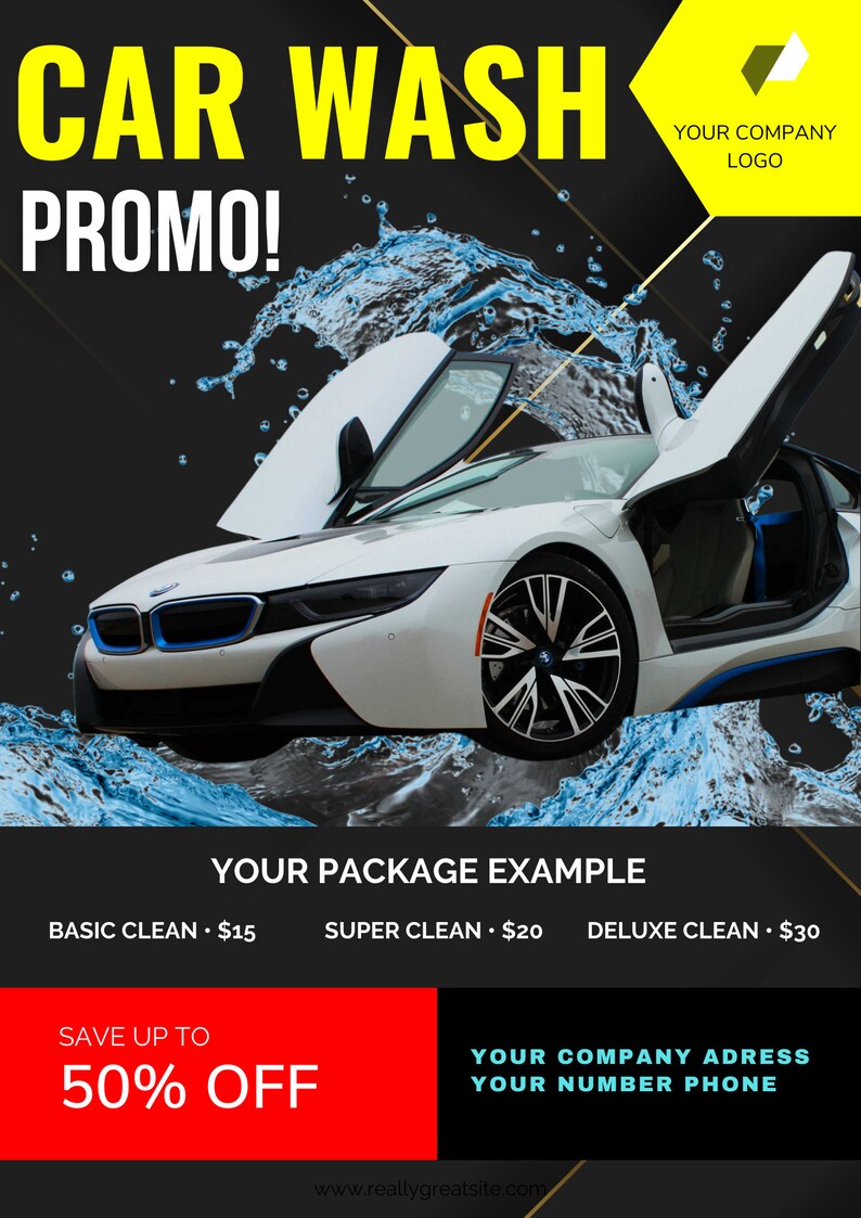 Editable Car Wash Flyer Printable Carwash Flyer Customizable Etsy