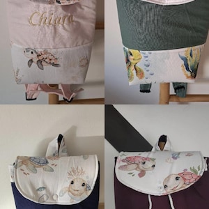 Sac a dos enfant maternelle personnalisé Imprimé animaux marins , océan  /uni assorti prénom brodé