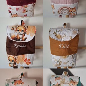 Sac a dos enfant maternelle Motif Renards uni assorti , deux tailles , prénom brodé
