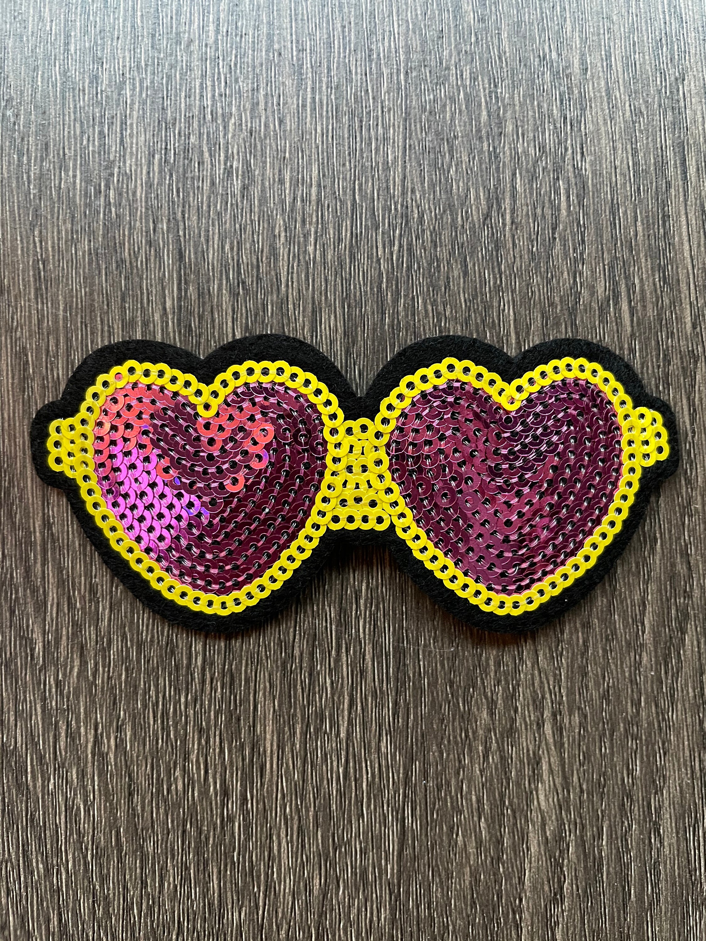 Sun Glasses Iron on sequine Patch bright colours Sun Glasses Iron on sequine Patch bright colours
