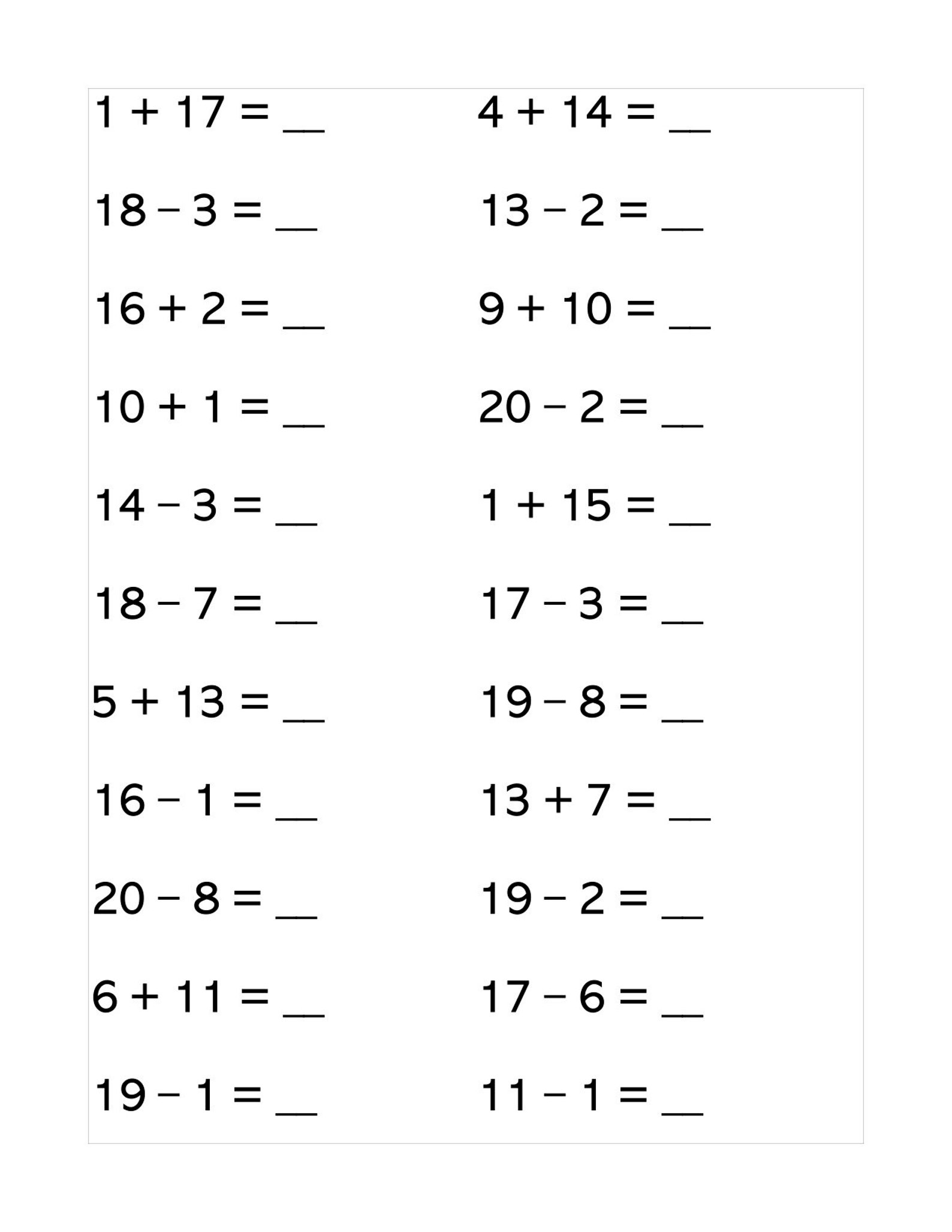 11 pages addition and subtraction numbers 10 20 etsy sweden