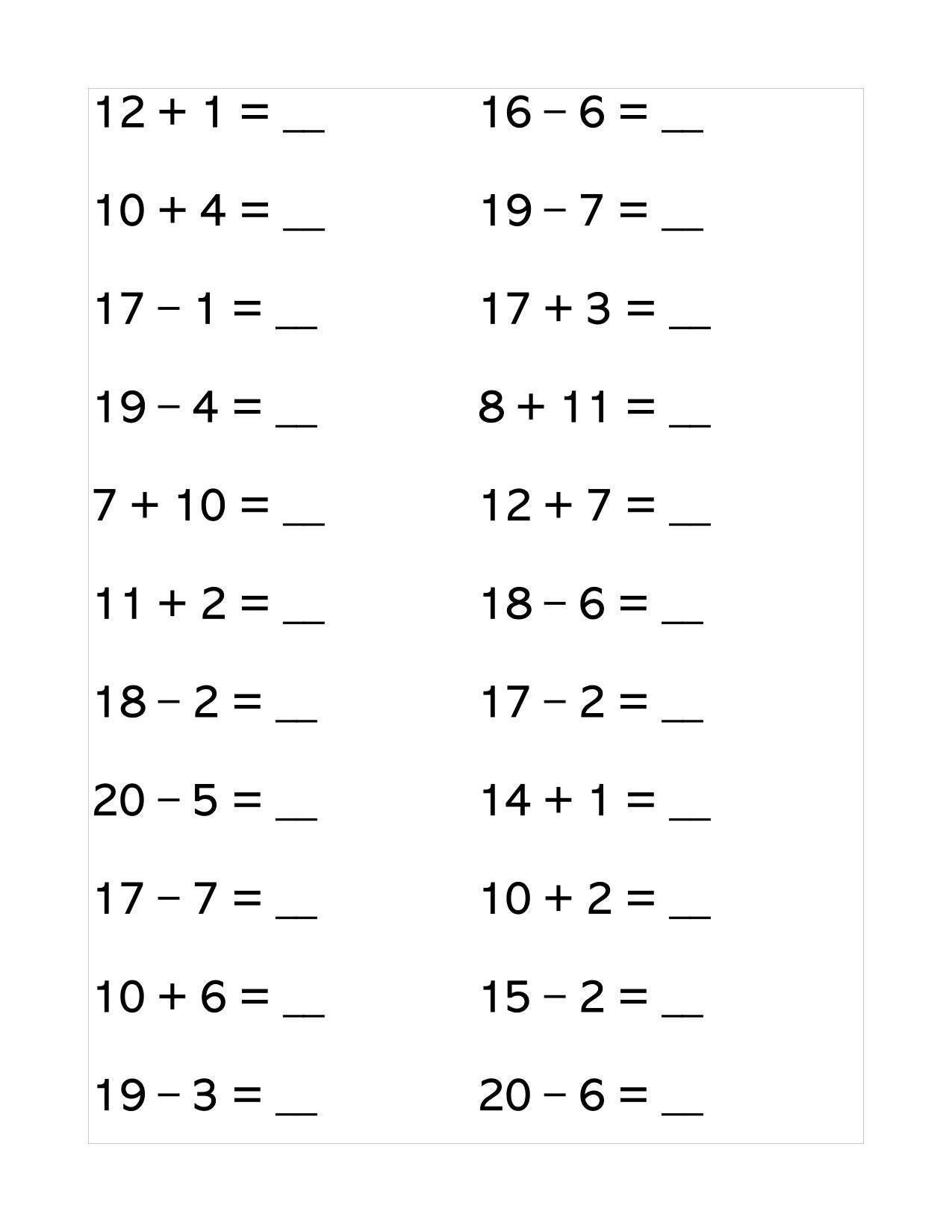Numbers 10 20 Worksheets Kindergarten