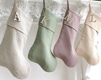 Linen Christmas Stockings | Natural | Elegant | Personalised | Decorations | Minimalist | Scandinavian Style