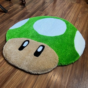 Tufted Super Mario Power Mushroom, Custom Handmade, Rug PRE-ORDER 1-5 FEET Colorful rug, game room decor, Accent Rug, Nintendo Room, Gifts