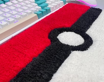 Tufted Pokeball Keyboard Pad, Handmade Gamer Desk Decor