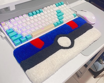 Tufted Ultra Pokeball Keyboard Pad, Handmade Gaming Desk Decor