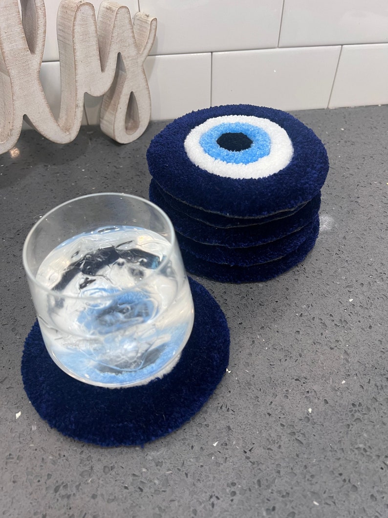 Evil Eye Tufted Rug Handmade Multipurpose Rug/coasters Etsy