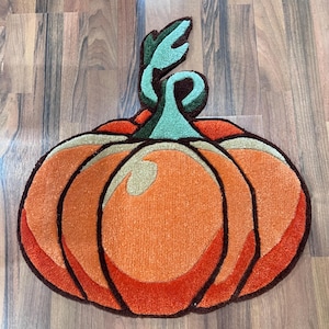 Thanksgiving Pumpkin Tufted Rug, Fall Decor, Custom pumpkin carpet, accent piece, tufted rug, handmade rug washable seasonal statement piece