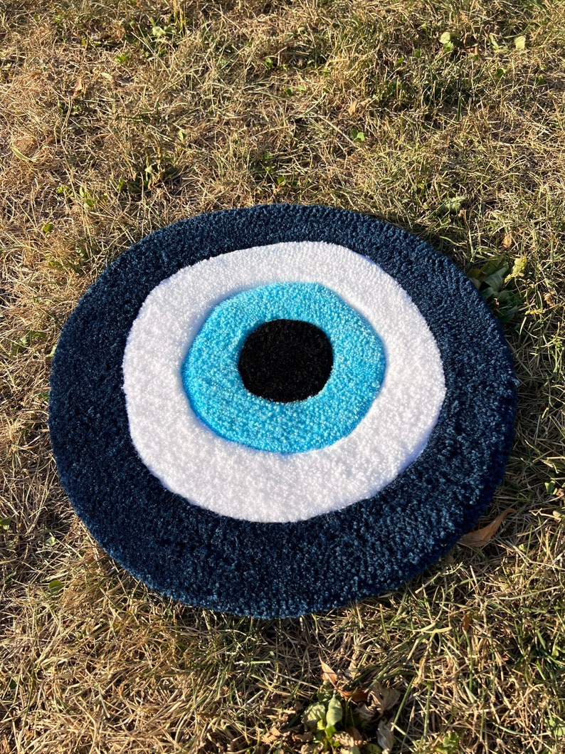 Evil Eye Tufted Rug Handmade Multipurpose Rug/coasters Etsy