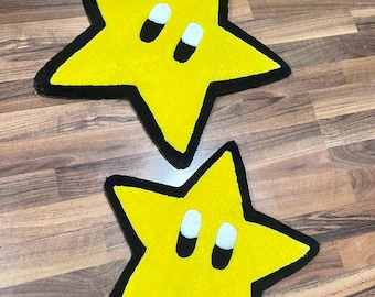 Tufted Mario Super Star Rug, Game Room Decor, Gifts for Gamers