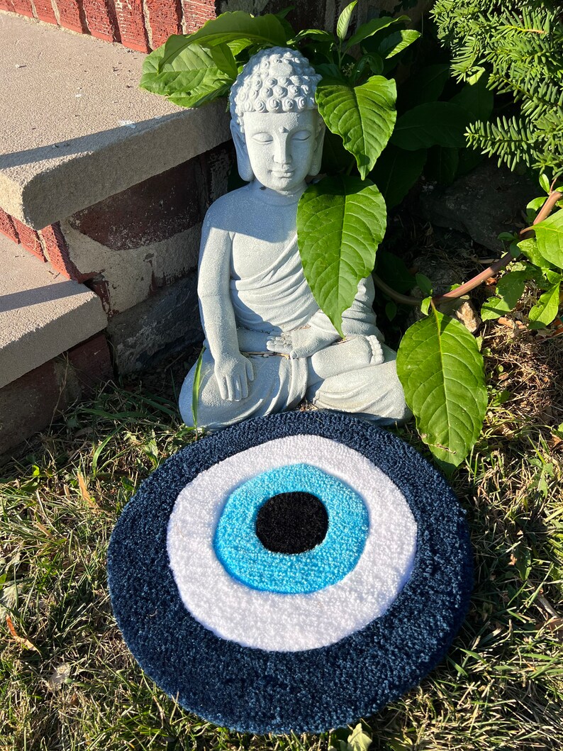 Evil Eye Tufted Rug Handmade Multipurpose Rug/coasters Etsy