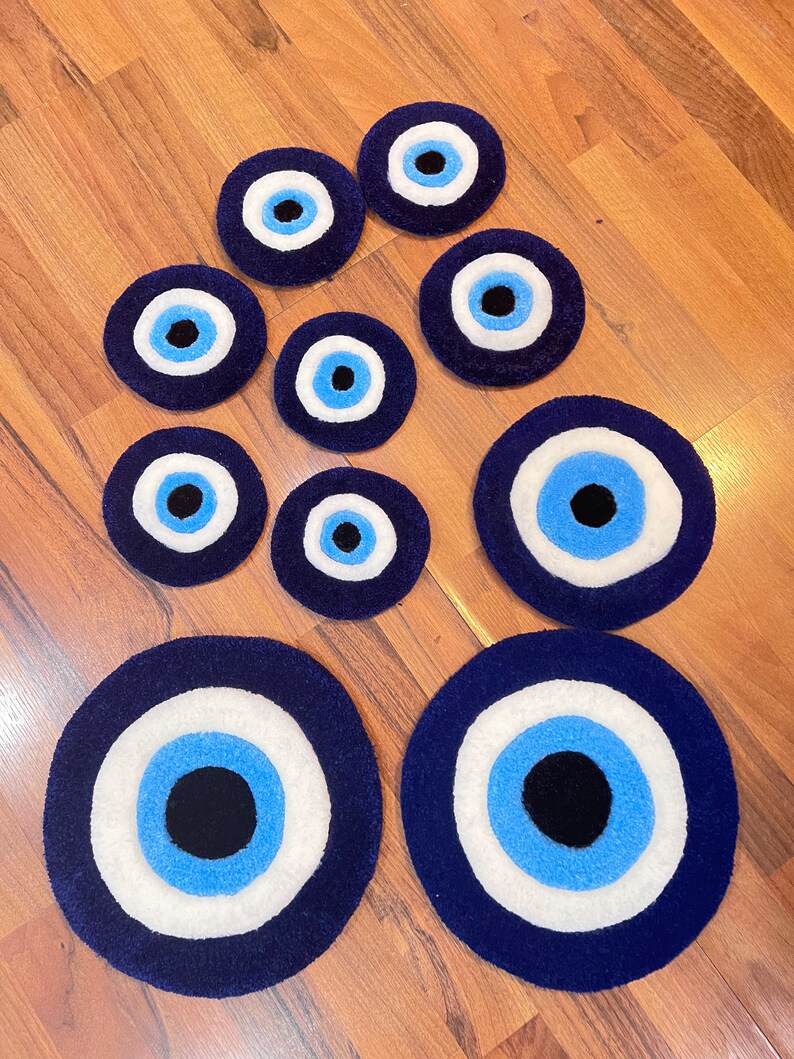 Evil Eye Tufted Rug Handmade Multipurpose Rug/coasters Etsy