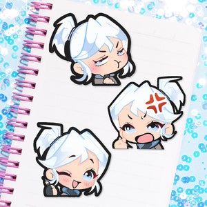 Kawaii Valorant Jett 3&quot; Vinyl Sticker // Waterproof Laptop Decal // Water Bottle Sticker