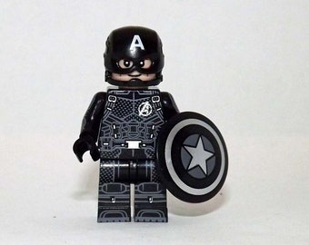 Custom Designed Minifigure Captain America v1 Superhero Printed On LEGO Parts