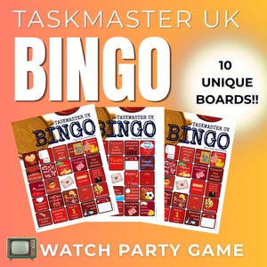 Juego de bingo Taskmaster UK / Tarjetas imprimibles para fiestas de visionado (descarga digital)