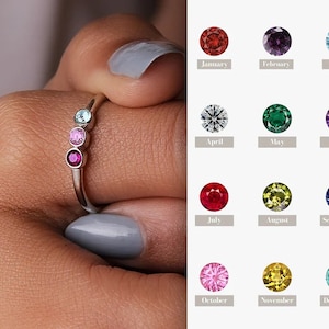 Birthstone Ring Jewelry and Personalized Unique Gifts for Her - Minimalist Family Birthstone Ring - Elegant Ring - Special for Mother's Day