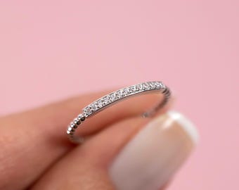 14 Carat Gold Ring, White Gold Women&#39;s Ring, Zirconium Stone, Diamond Cut Ring, Special Ring for Special Occasions, April birthstone.