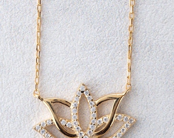 Lotus Flower Necklace: 925 Sterling Silver Pendant, Handmade Jewelry