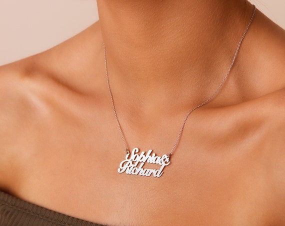 Buy Double Name Necklace Custom Love Jewelry Dainty Two Name