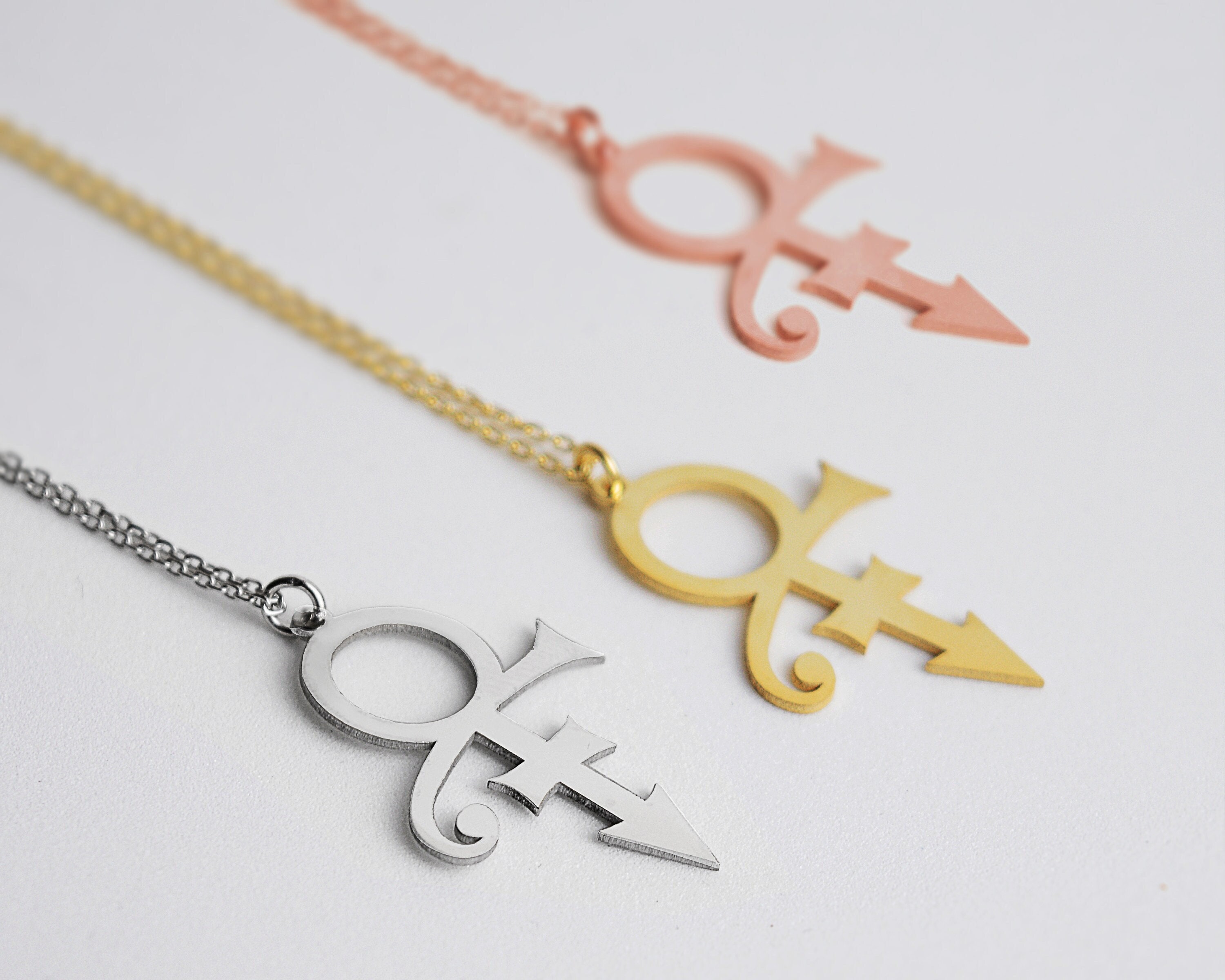 Collana Con Simbolo Di Prince In Argento 925 - Gioiello Per Fan Della Musica, Catena Regolabile 45+5cm